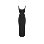 Rasario-Crystal-Embellished-Crepe-Long-Midi-Dress-With-A-Side-Slit Rasario Crystal Embellished Crepe Long Midi Dress With A Side Slit