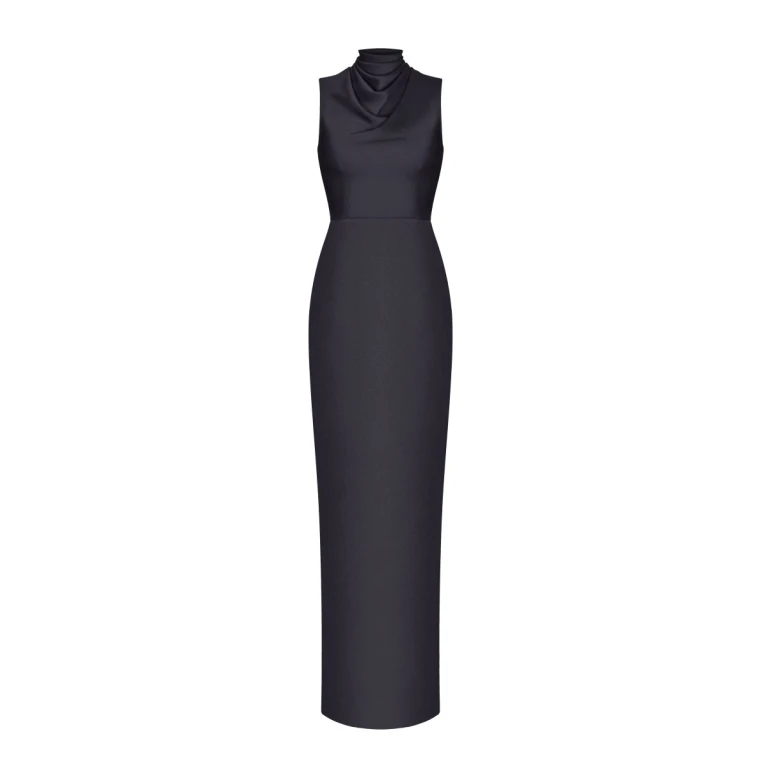 Rasario Draped Satin And Lace Maxi-Dress