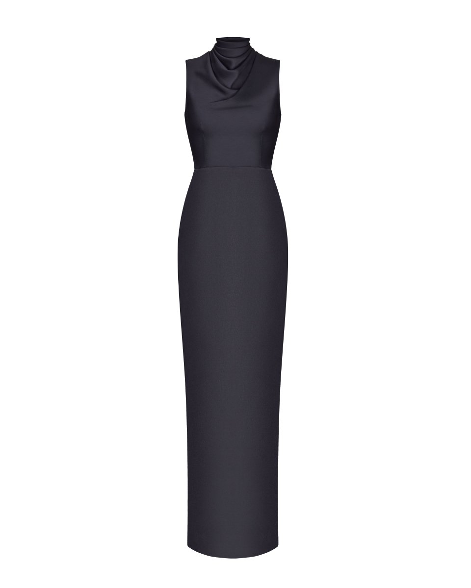 Rasario Draped Satin And Lace Maxi-Dress Dress