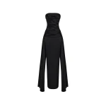 Rasario-Draped-Satin-Maxi-Dress-With-A-Train Rasario Draped Satin Maxi Dress With A Train