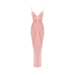 Rasario Draped Satin Maxi Dress With Cutout