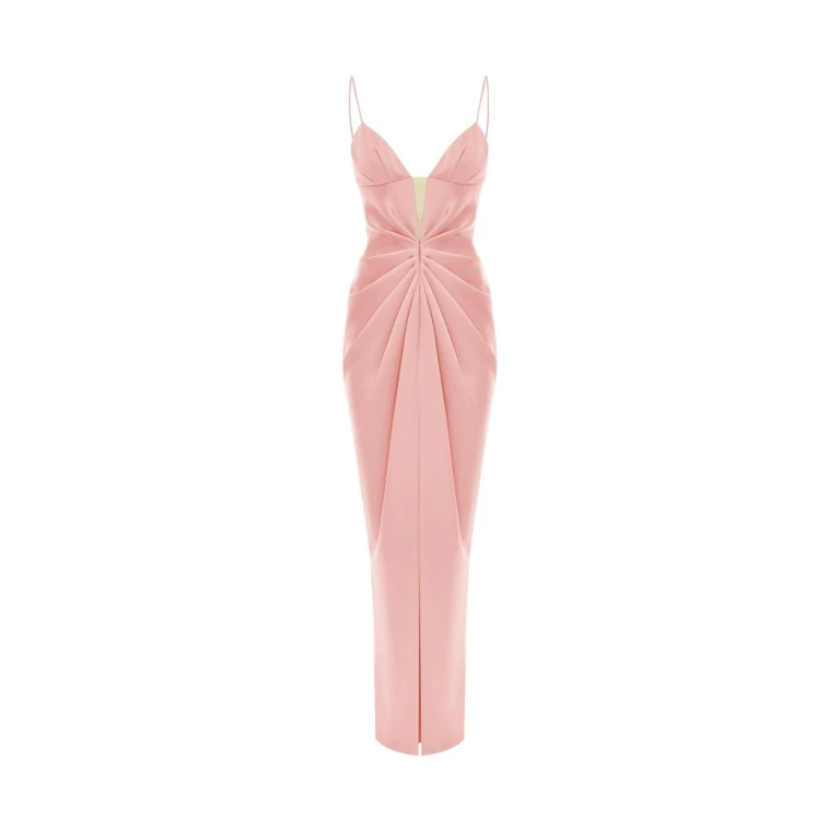 Rasario Draped Satin Maxi Dress With Cutout