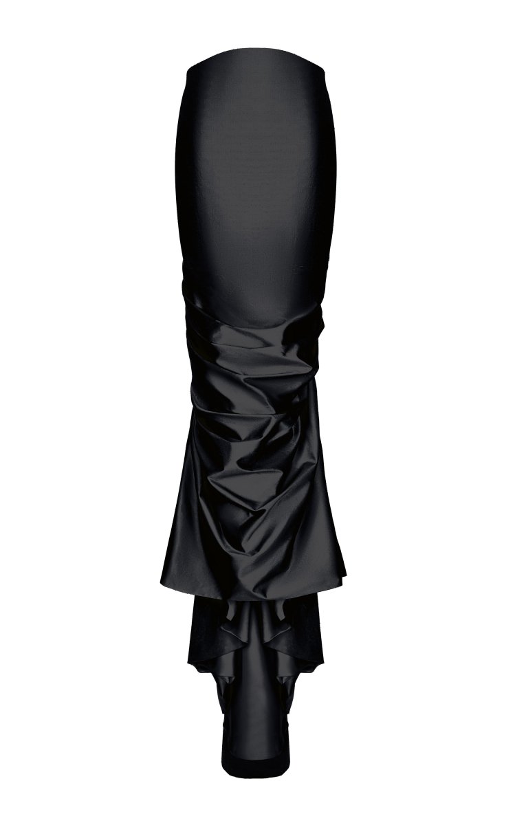 Rasario Draped Silk Maxi Skirt With Train