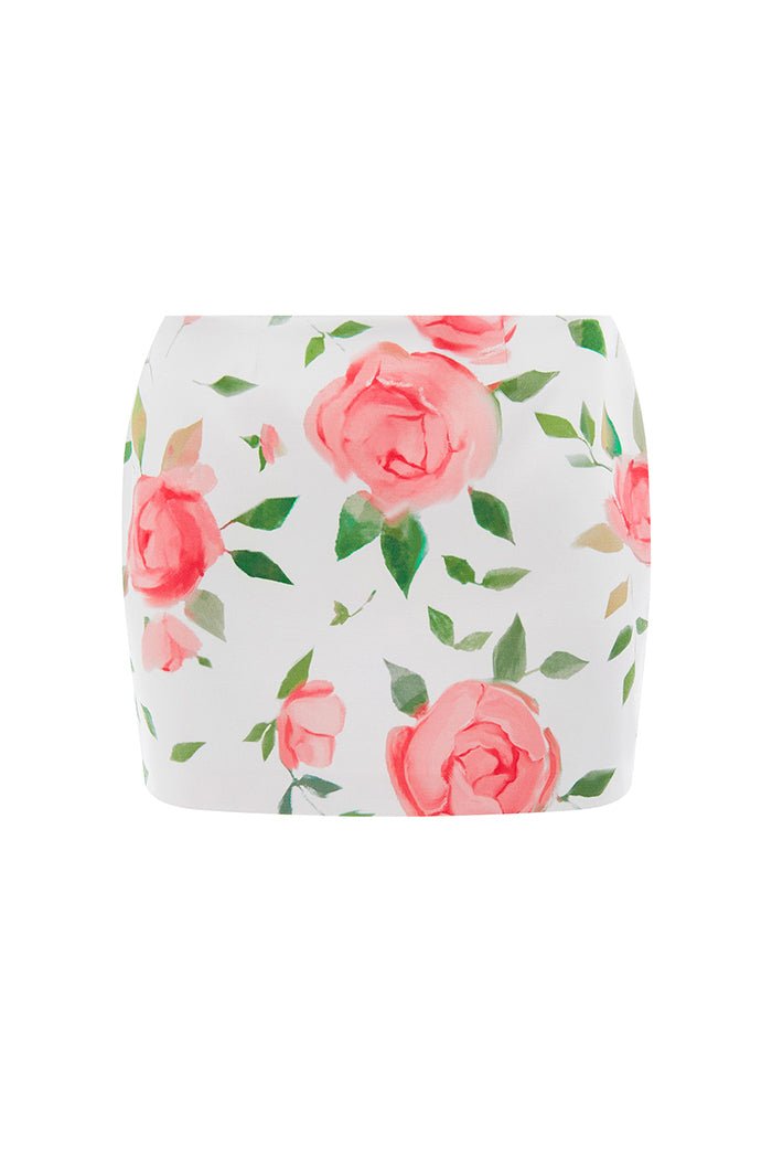 Rasario Floral Printed Satin Mini Skirt