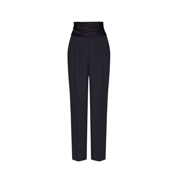 Rasario High-Rise Crepe And Satin Cropped Pants With Draped Belt