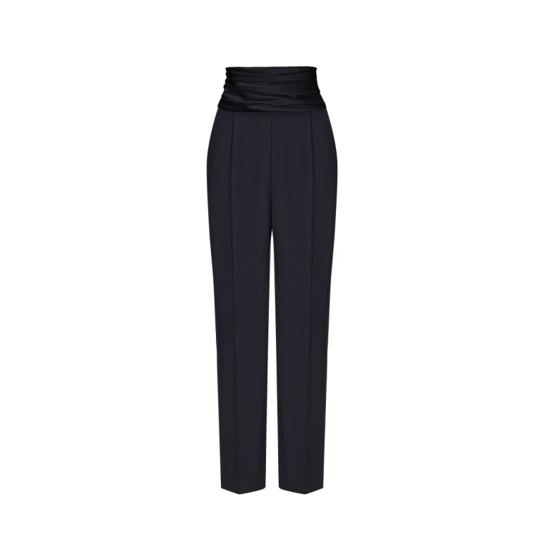 Rasario High-Rise Crepe And Satin Cropped Pants With Draped Belt