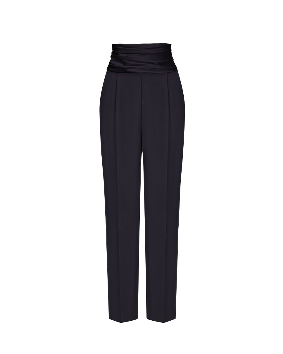 Rasario High-Rise Crepe And Satin Cropped Pants With Draped Belt