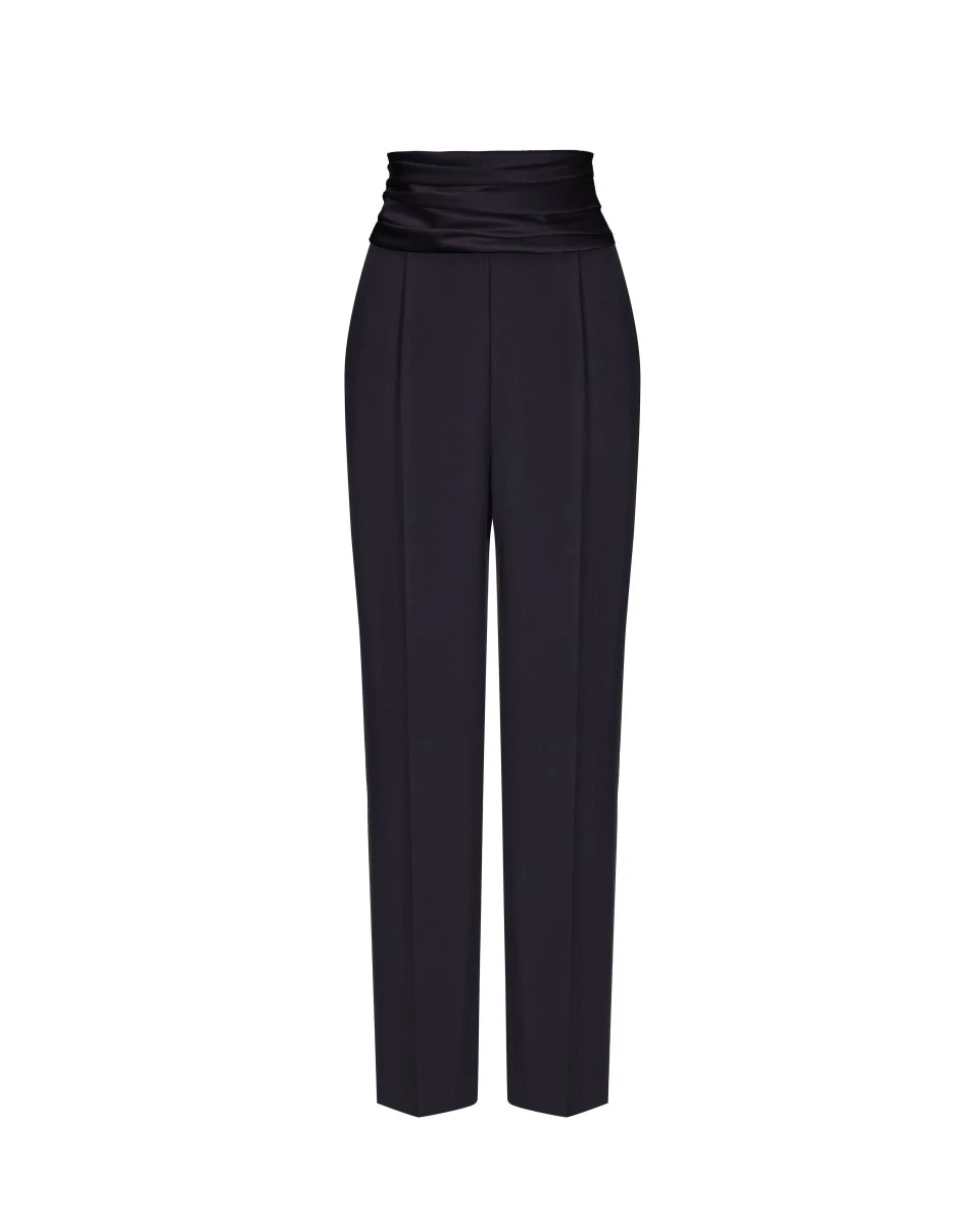 Rasario-High-Rise-Crepe-And-Satin-Cropped-Pants-With-Draped-Belt Rasario High-Rise Crepe And Satin Cropped Pants With Draped Belt