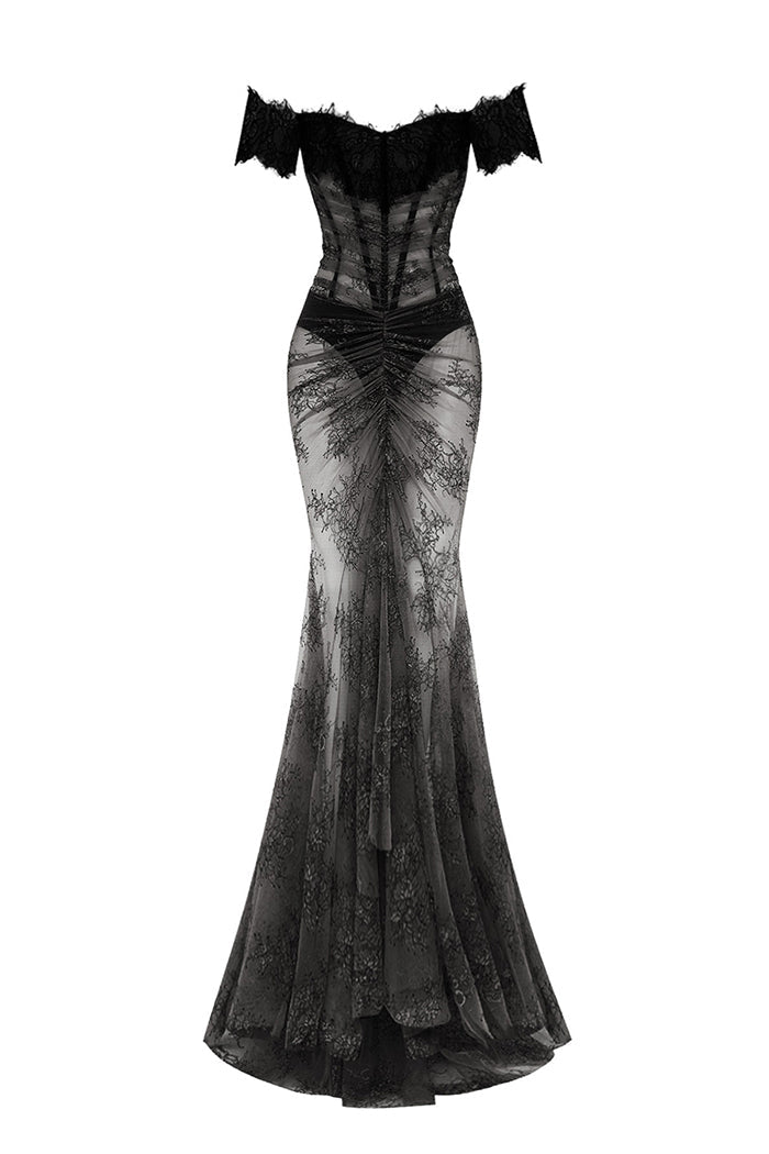 Rasario Off-The-Shoulder Corset Lace Gown