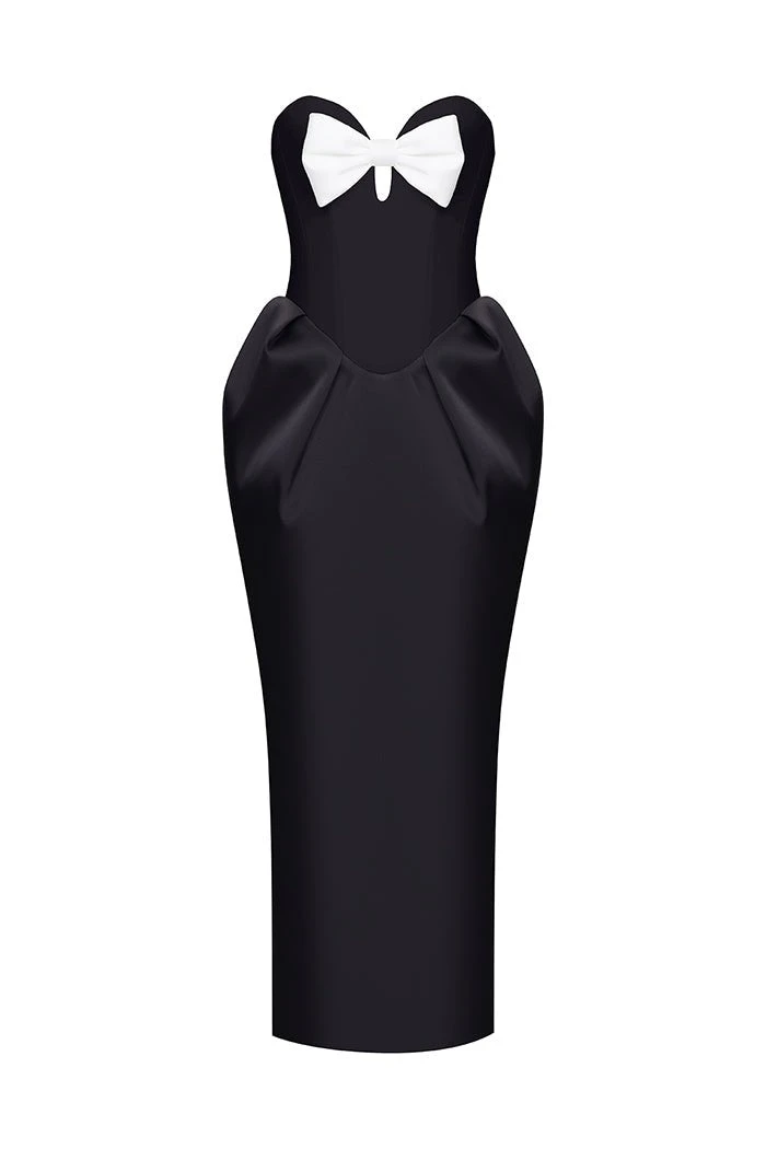 Rasario-Satin-Corset-Long-Midi-Dress-With-A-Bow Rasario Satin Corset Long Midi Dress With A Bow