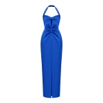 Rasario-Satin-Draped-Long-Midi-Dress-With-A-Cutout Rasario Satin Draped Long Midi Dress With A Cutout