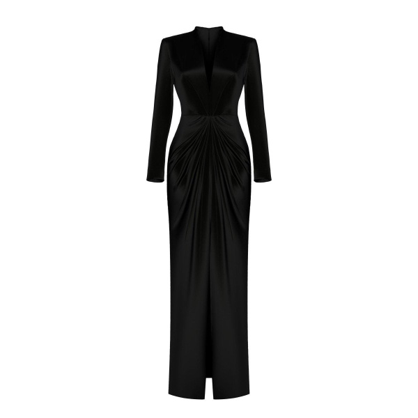 Rasario Satin Gown With Draped Skirt
