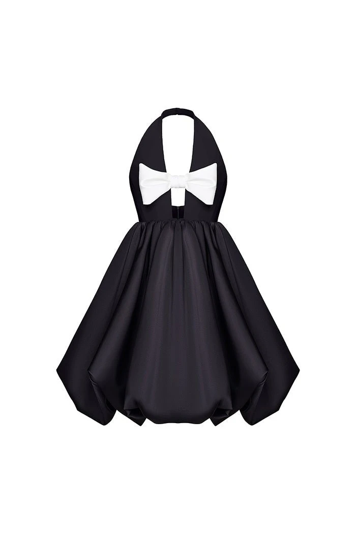 Rasario-Satin-Mini-Dress-With-A-Voluminous-Skirt-And-Bow Rasario Satin Mini Dress With A Voluminous Skirt And Bow
