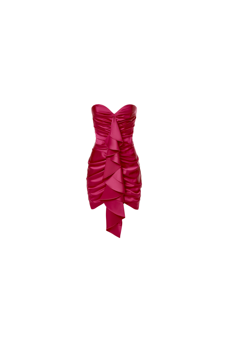 Rasario Satin Mini Dress With Ruffle