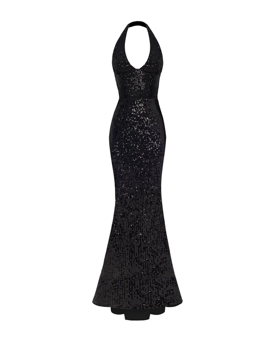 Rasario-Sequin-Maxi-Dress-With-Train Rasario Sequin Maxi Dress With Train