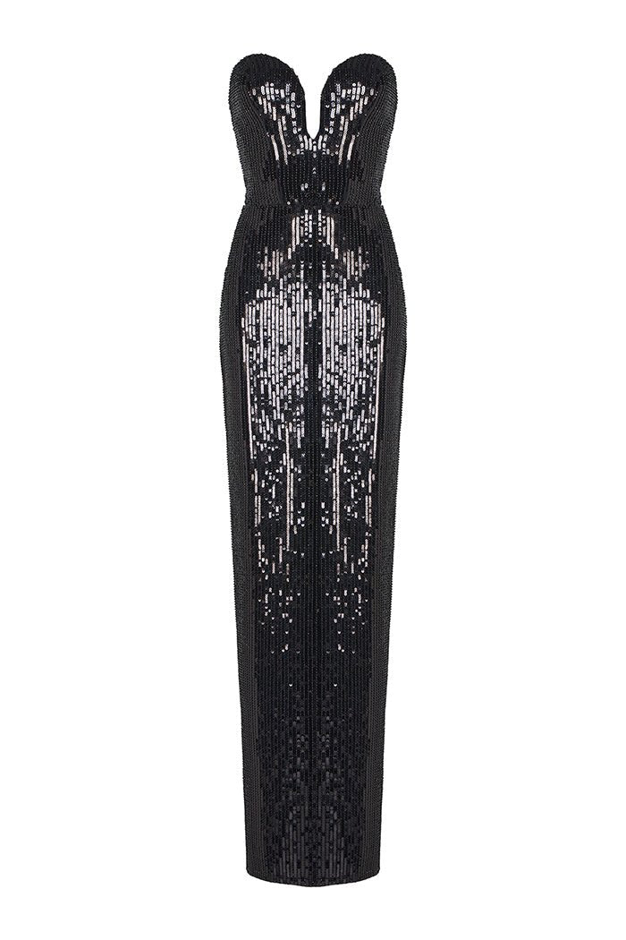 Rasario Sequined Corset Maxi Dress