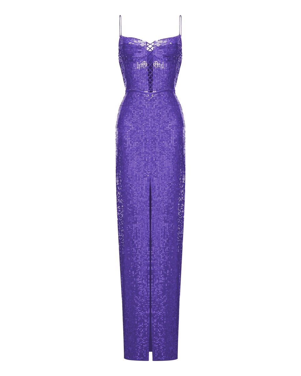 Rasario Sequined Maxi Dress With Lacing