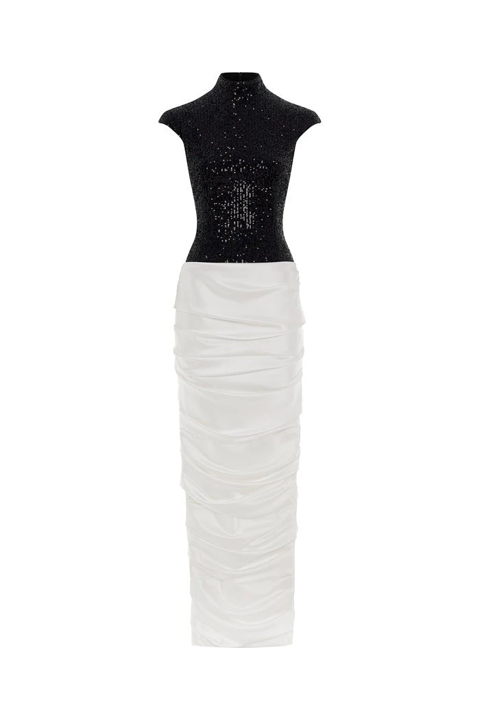 Rasario-Sequinned-Maxi-Dress-With-A-Draped-Skirt Rasario Sequinned Maxi Dress With A Draped Skirt