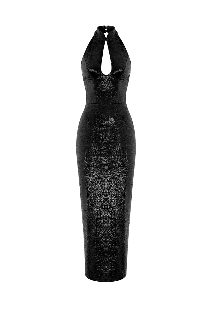 Rasario Sequinned Midi Dress With Cutout