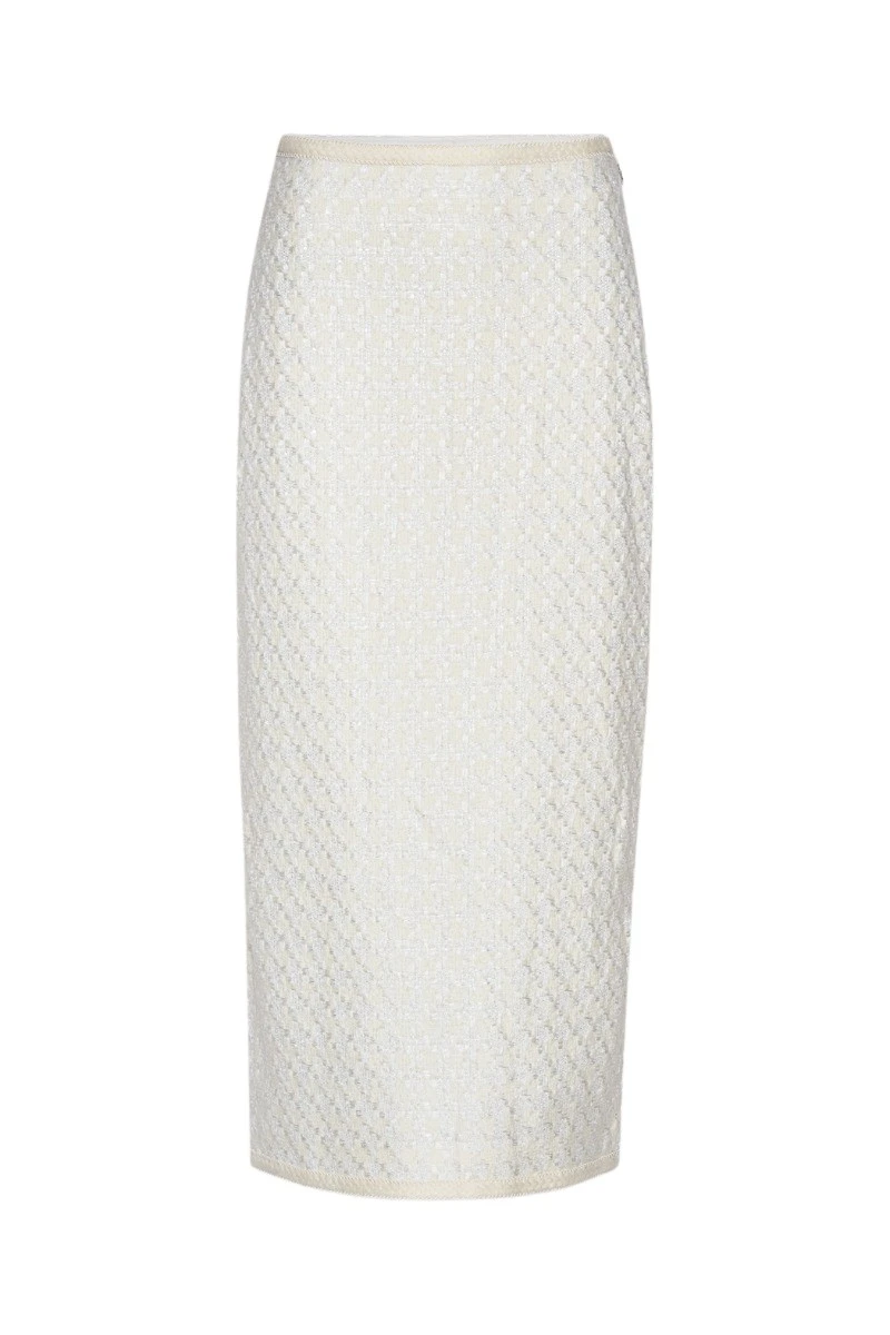 Rotate-Birger-Christensen-Boucle-High-Waisted-Skirt-Egret19510_nobg Boucle High Waisted Skirt Egret - Image 1