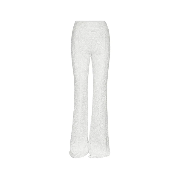 Lace Flared Pants Bright White