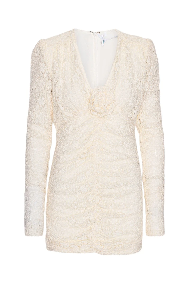 Rotate-Birger-Christensen-Lace-Mini-V-Neck-Dress-Egret61264_nobg Lace Mini V-Neck Dress Egret - Image 1