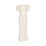 Lace Puffy Maxi Dress Egret