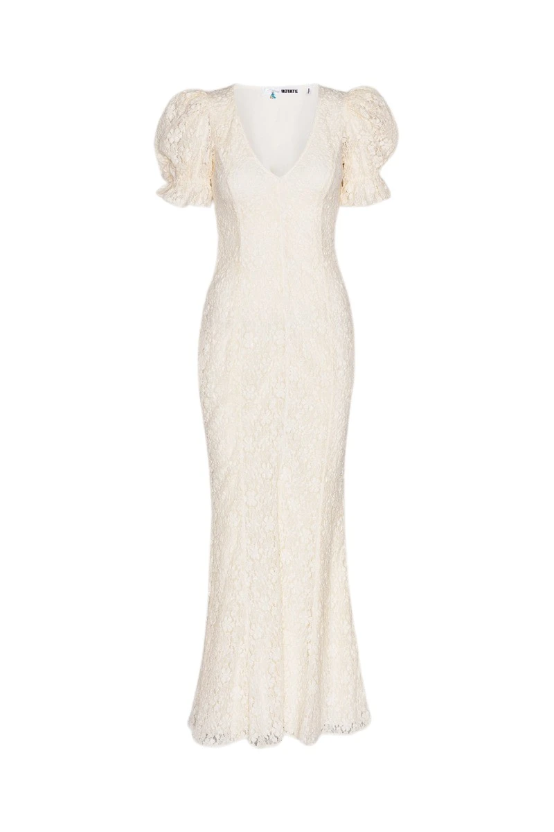 Rotate-Birger-Christensen-Lace-Puffy-Maxi-Dress-Egret74562_nobg Lace Puffy Maxi Dress Egret - Image 1
