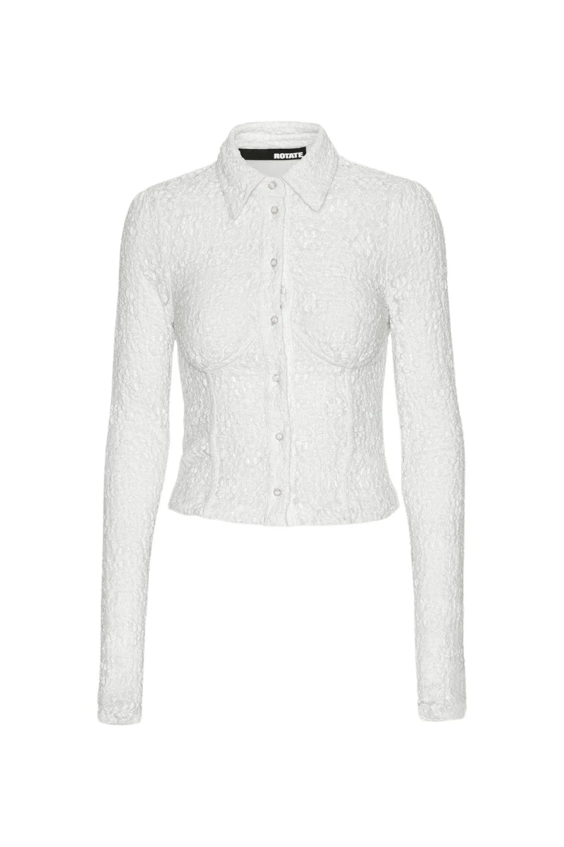Rotate-Birger-Christensen-Lace-Shirt-Bright-White13427_nobg Lace Shirt Bright White - Image 1