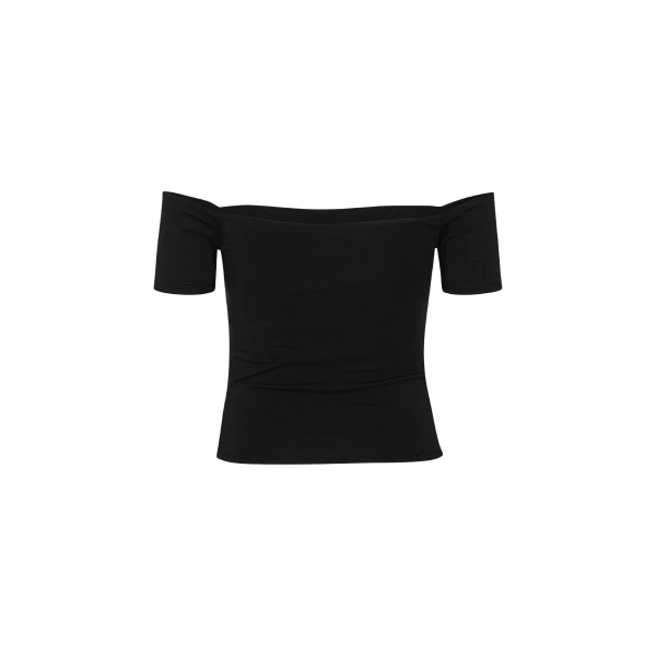 Logo Off-Shoulder Top Black