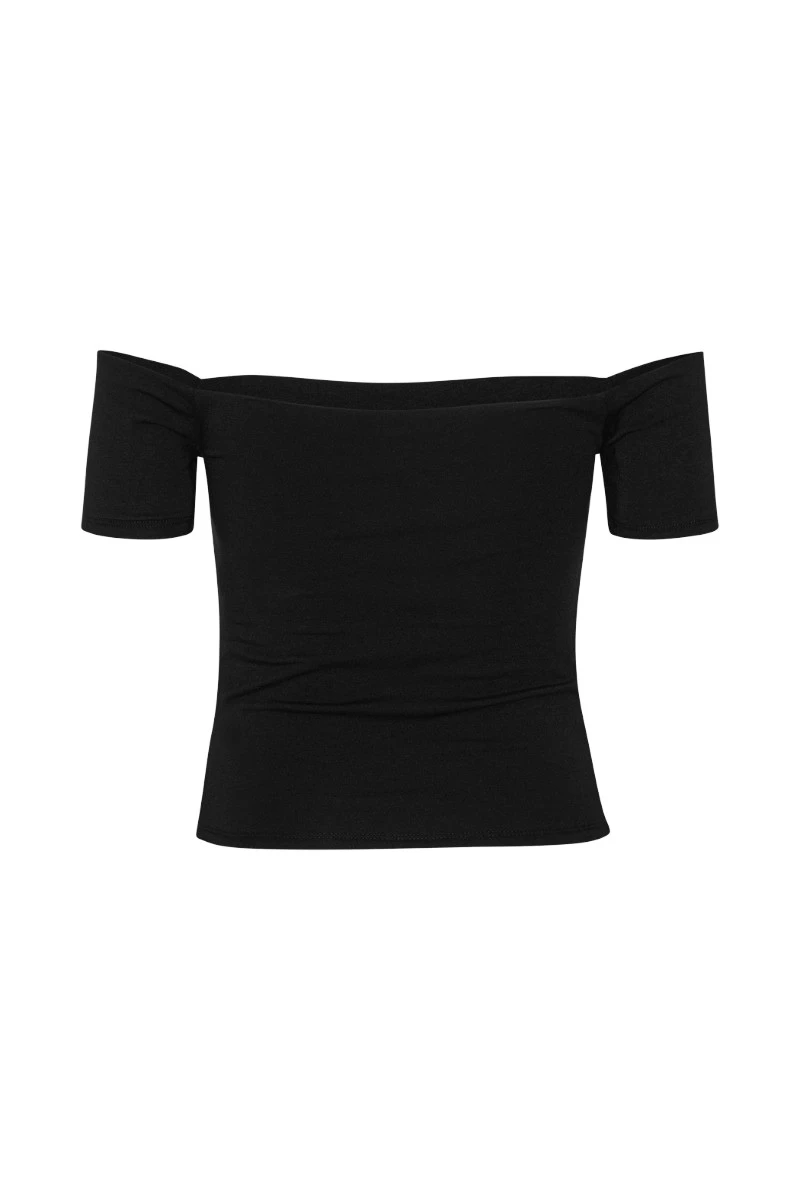 Rotate-Birger-Christensen-Logo-Off-Shoulder-Top-Black14082_nobg Logo Off-Shoulder Top Black - Image 1