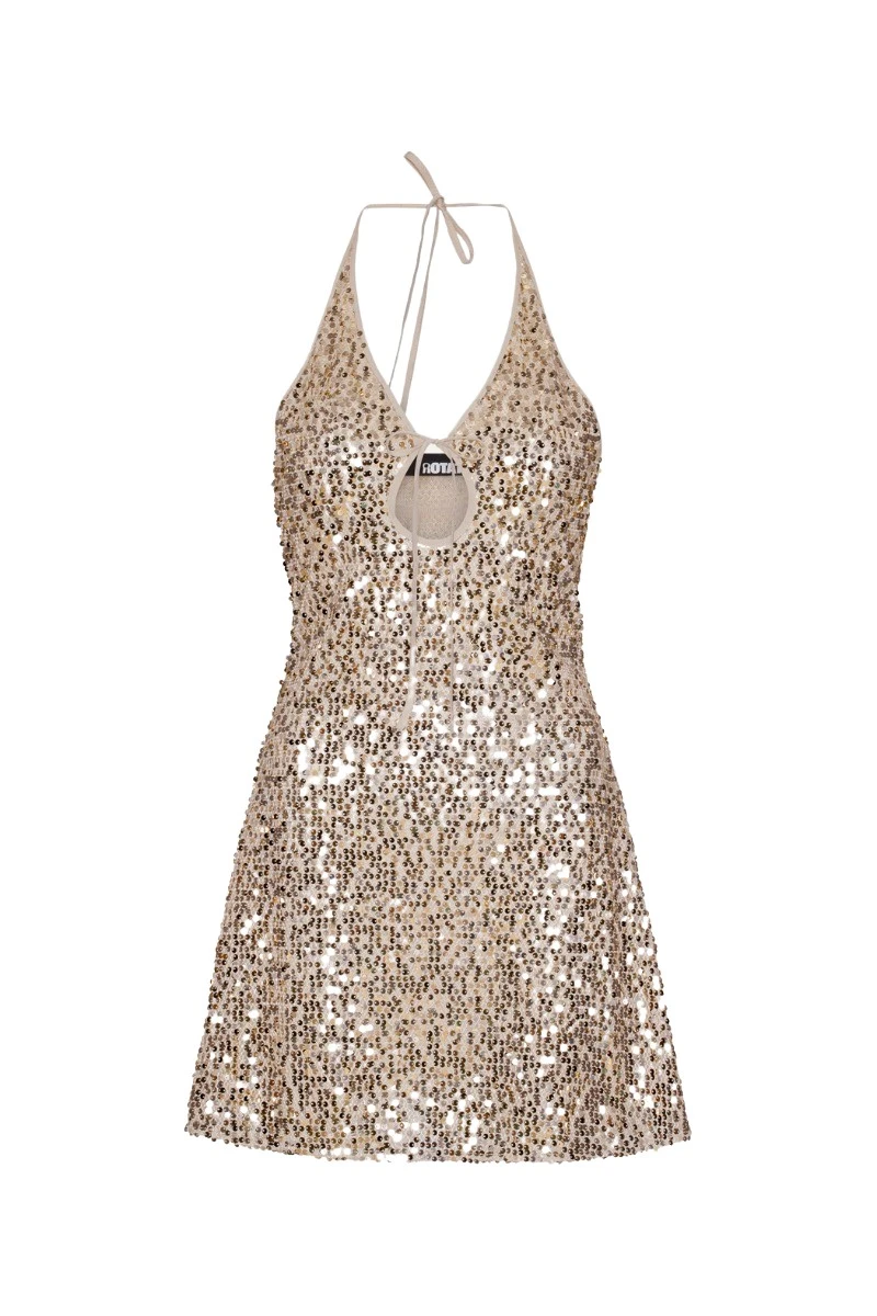 Rotate-Birger-Christensen-Net-Sequins-Mini-Dress-Beige26051_nobg Net Sequins Mini Dress Beige - Image 1