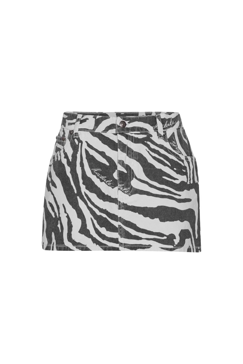 Rotate-Birger-Christensen-Printed-Denim-Skirt-Zebra58543_nobg Printed Denim Skirt Zebra - Image 1