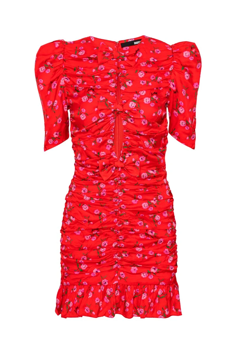 Rotate-Birger-Christensen-Printed-Mini-Ruffle-Dress-Red24697_nobg Printed Mini Ruffle Dress Red - Image 1
