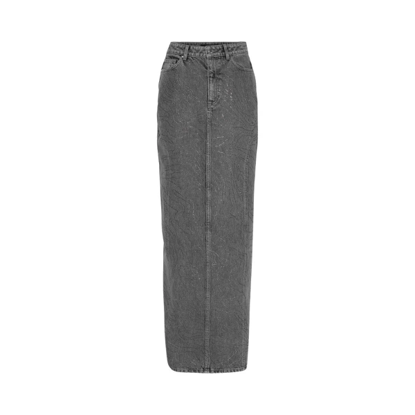 Rhinestone Denim Skirt Grey