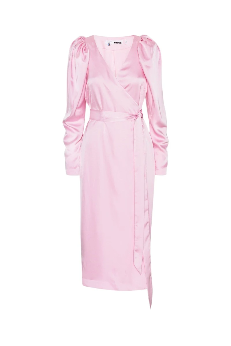 Rotate-Birger-Christensen-Satin-Midi-Wrap-Dress-Pink34378_nobg Satin Midi Wrap Dress Pink - Image 1