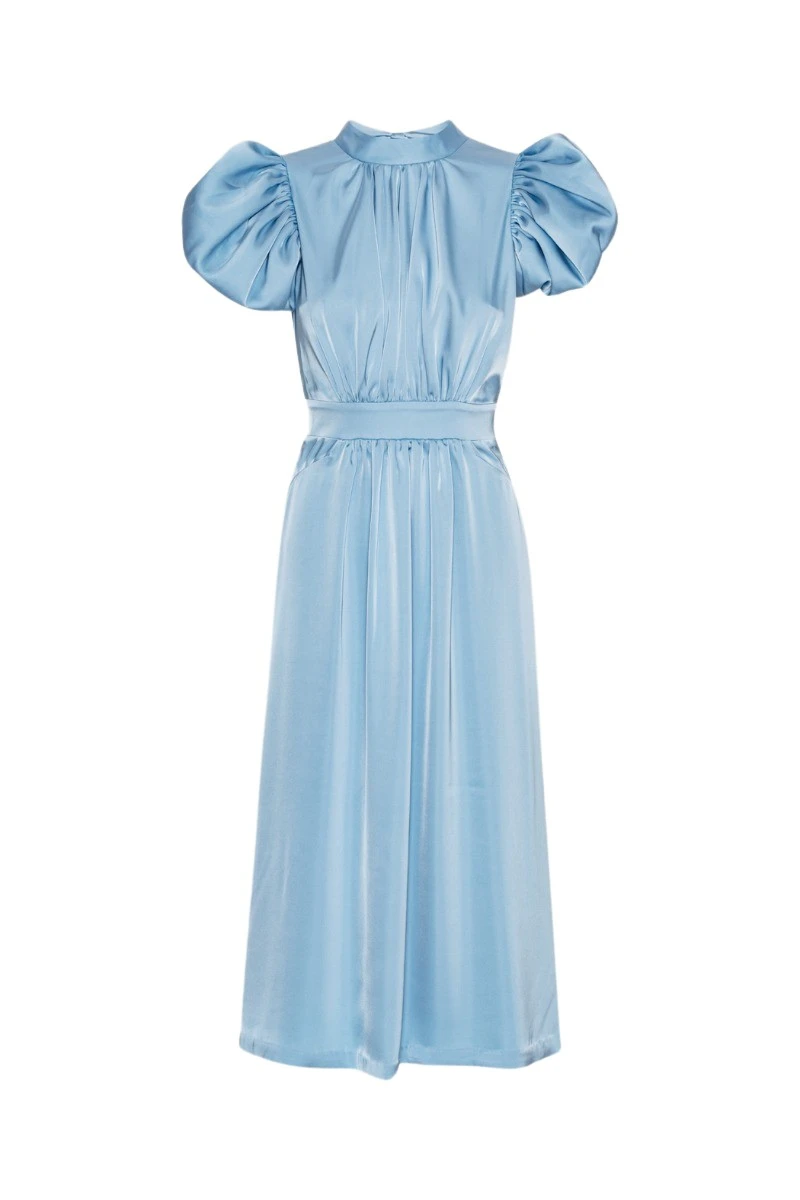 Rotate-Birger-Christensen-Satin-Puff-Midi-Dress-Blue71473_nobg Satin Puff Midi Dress Blue - Image 1
