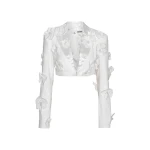 Sequin Flower Blazer Egret