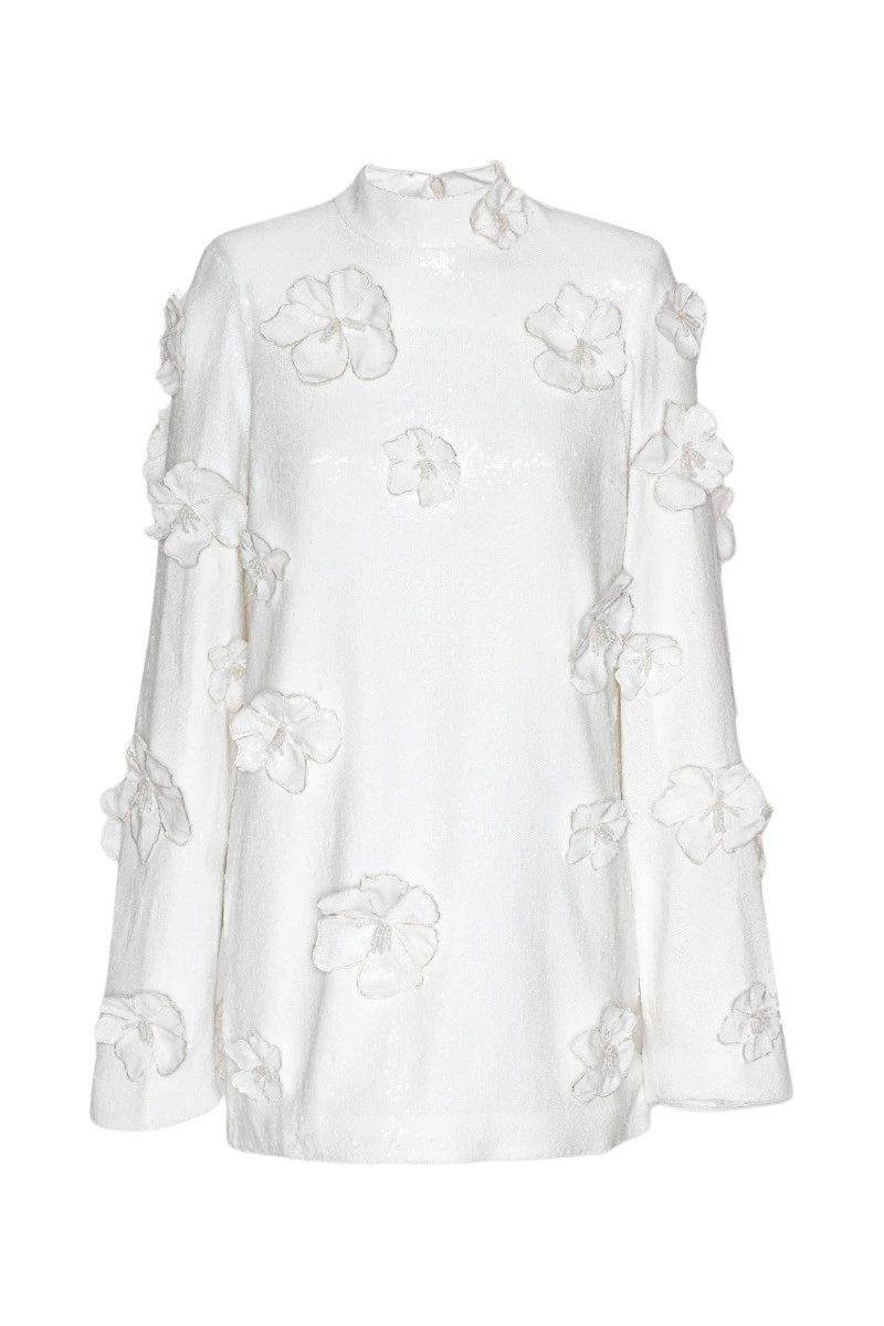 Rotate-Birger-Christensen-Sequin-Flower-Dress-Egret27531_nobg Sequin Flower Dress Egret - Image 1