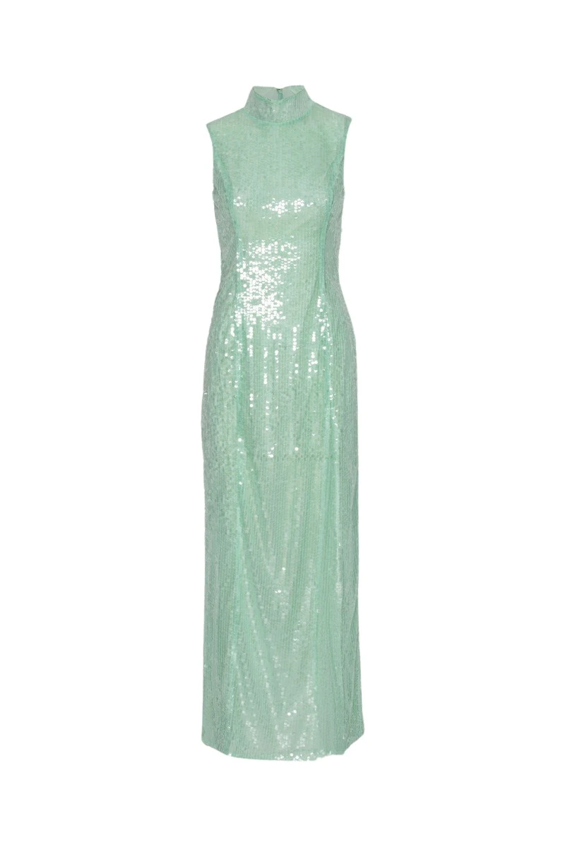 Rotate-Birger-Christensen-Sequins-Midi-Slit-Dress-Mint-Green13576_nobg Sequins Midi Slit Dress Mint Green - Image 1