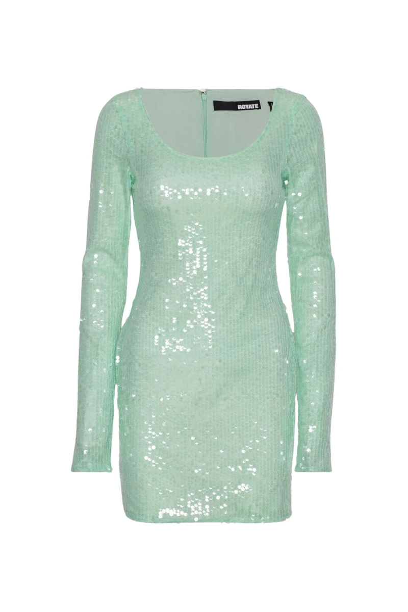 Rotate-Birger-Christensen-Sequins-Mini-Ls-Dress-Mint-Green34744_nobg Sequins Mini Ls Dress Mint Green - Image 1