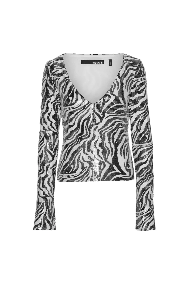 Rotate-Birger-Christensen-Sequins-T-Shirt-Zebra-Print42032_nobg Sequins T-Shirt Zebra Print - Image 1