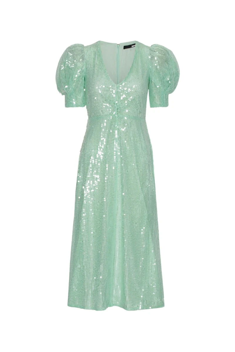 Rotate-Birger-Christensen-Sequins-V-Neck-Dress-Mint-Green54298_nobg Sequins V-Neck Dress Mint Green - Image 1