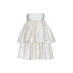 Soft Twill Ruffled Dress Egret