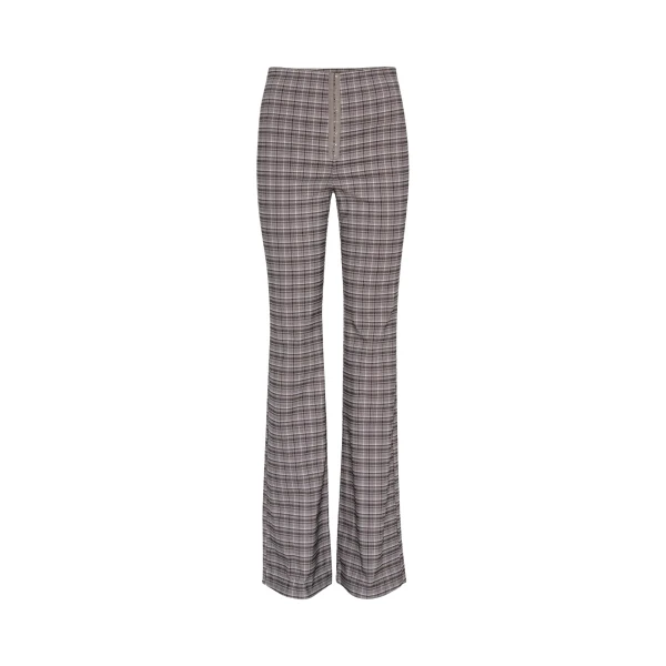 Stretchy Flared Pants Grey Check
