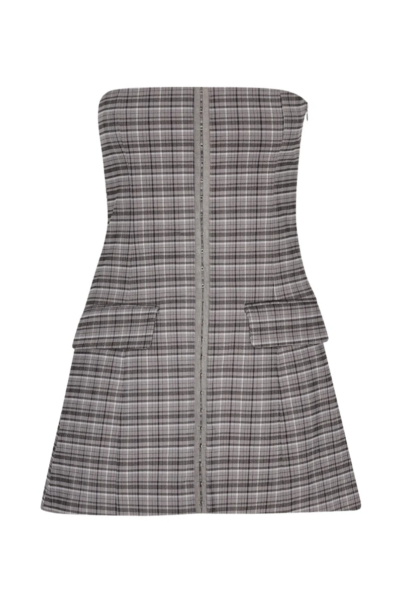 Rotate-Birger-Christensen-Stretchy-Mini-Dress-Grey-Check32325_nobg Stretchy Mini Dress Grey Check - Image 1