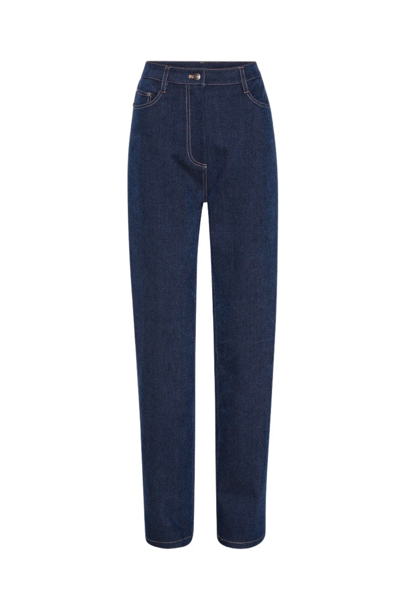 Rotate-Birger-Christensen-Stretchy-Straight-Pants-Dark-Blue-Denim78770_nobg Stretchy Straight Pants Dark Blue Denim - Image 1