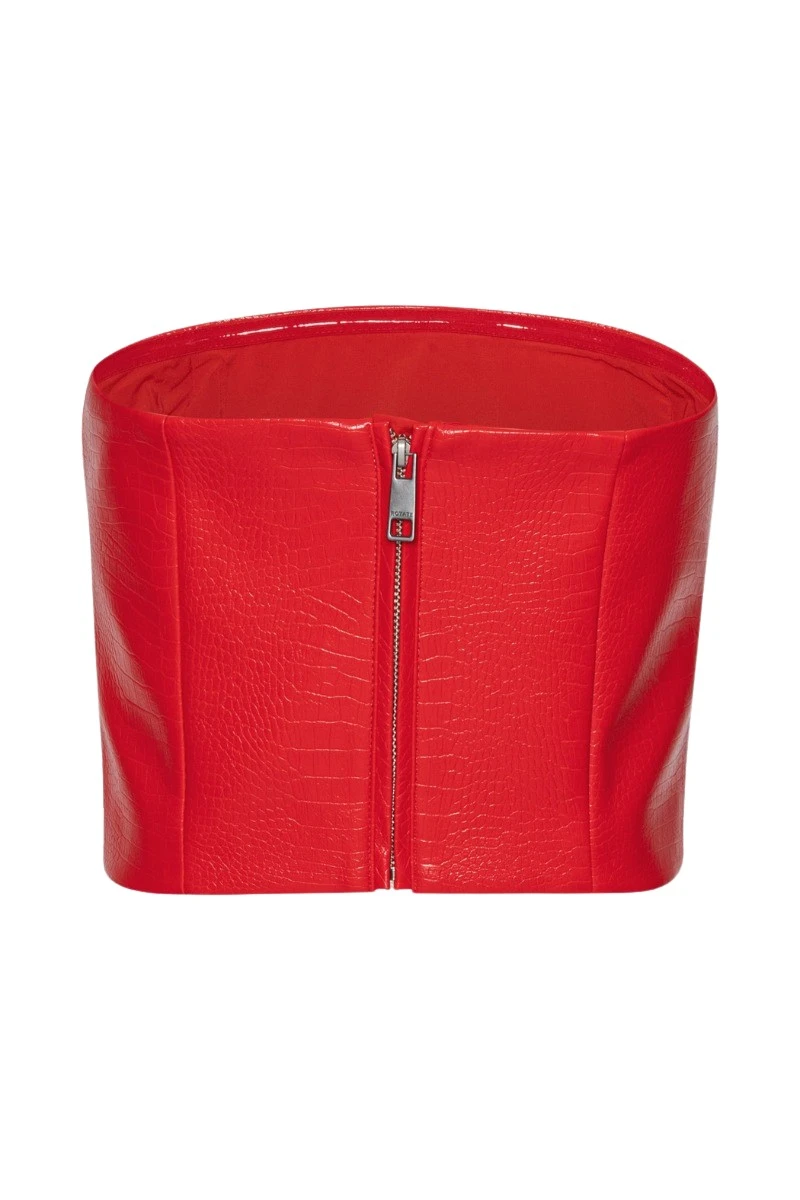 Rotate-Birger-Christensen-Textured-Cropped-Top-Red22852_nobg Textured Cropped Top Red - Image 1