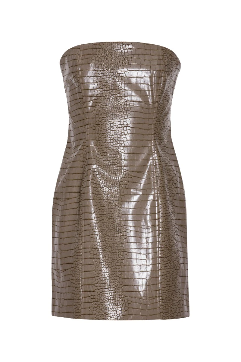 Rotate-Birger-Christensen-Textured-Mini-Dress-Brown53044_nobg Textured Mini Dress Brown - Image 1