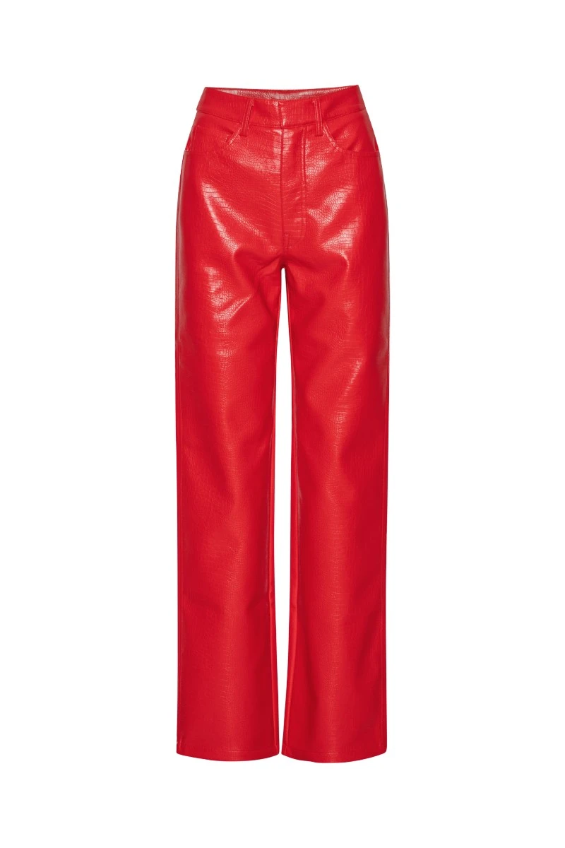 Rotate-Birger-Christensen-Textured-Straight-Pants-Red45303_nobg Textured Straight Pants Red - Image 1